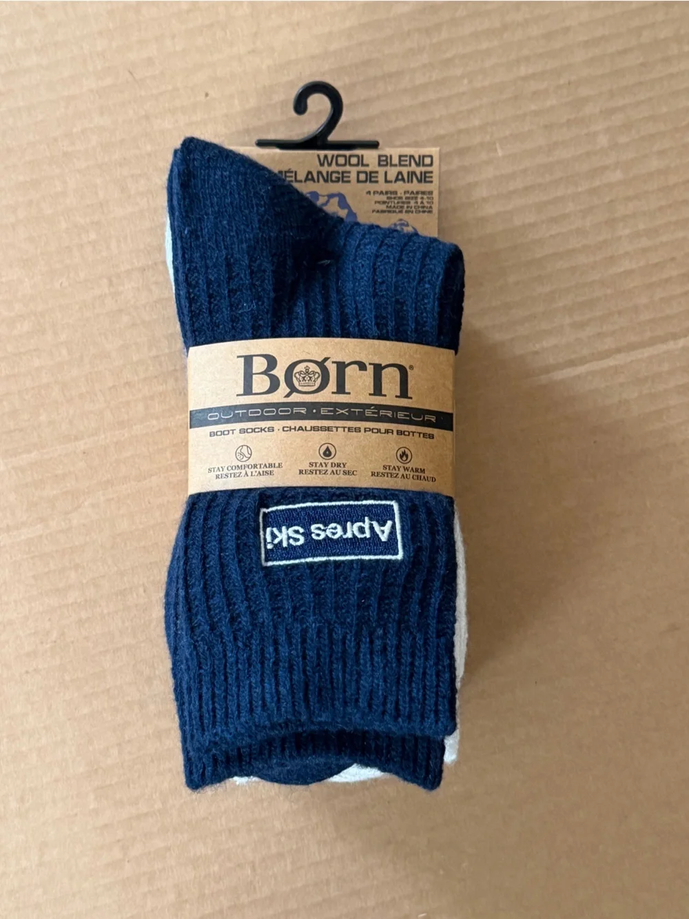 Born Outdoor Women’s Textured Crew Boot Socks  4 Pairs | For Shoe Size 4-10